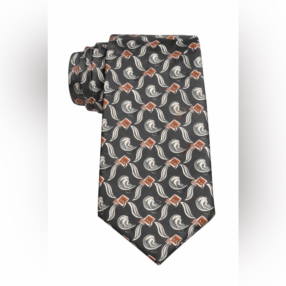 ❇️FILOGRANA UOMO Elegant Gray and Brown Men's Tie MADE  IN ITALY 🇮🇹 ❇️BOX D